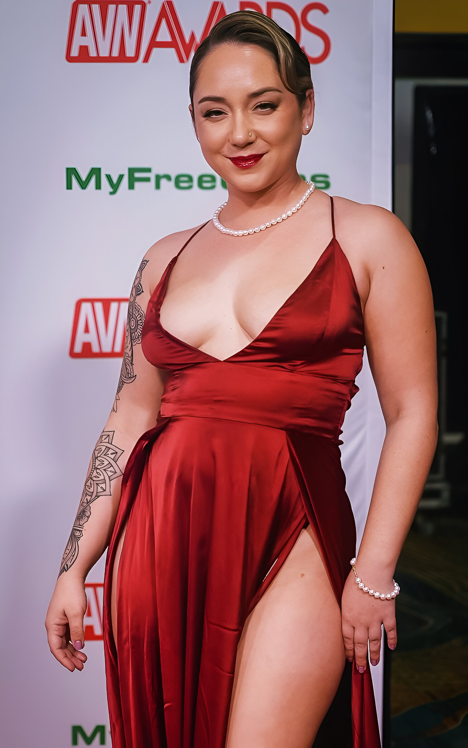 Remy LaCroix, Comeback/Return: 2023 AVN Awards Red Carpet Purple Reddish nightsuit gala dress