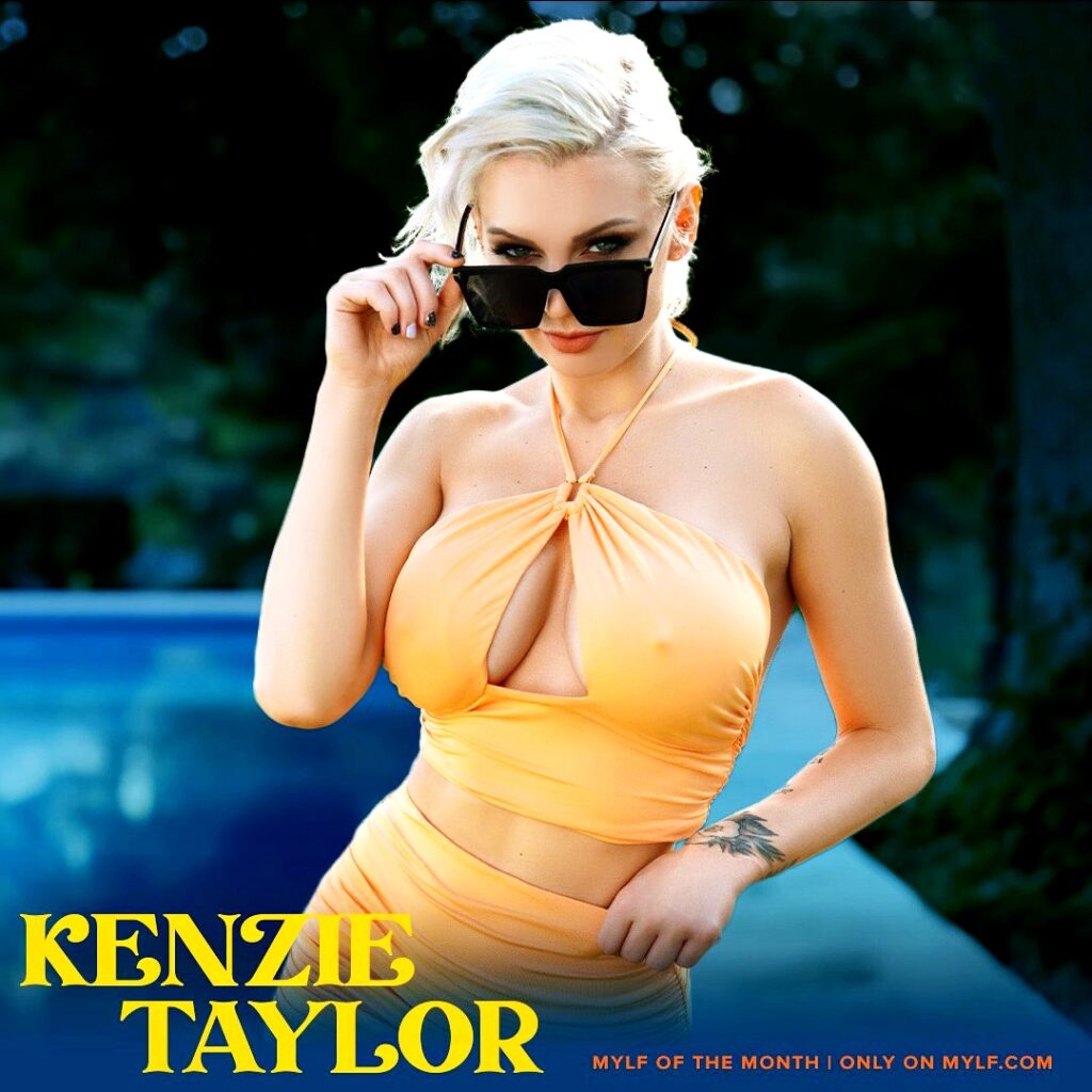 kenzie taylor blonde bombshell pornstar a los 33 años de edad como MYLF del mes de junio de 2023