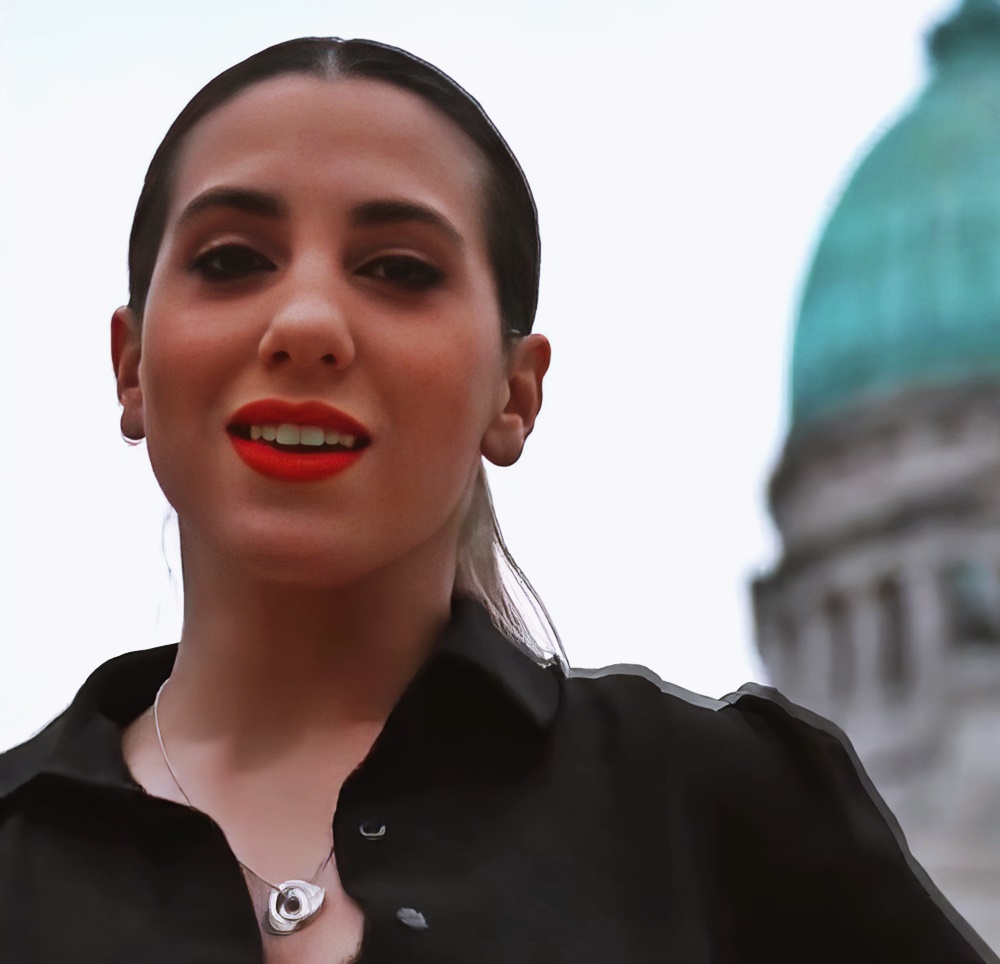 Cinthia Fernandez at 32 Years Old Face Portrait Red Lips Tango (Argentine National Congress, 2021)