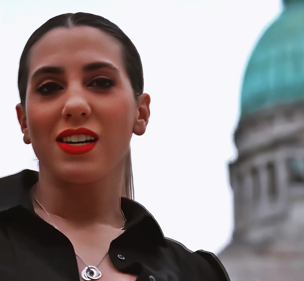 Cinthia Fernandez at 32 Years Old Face Portrait Red Lips Tango (Argentine National Congress, 2021)