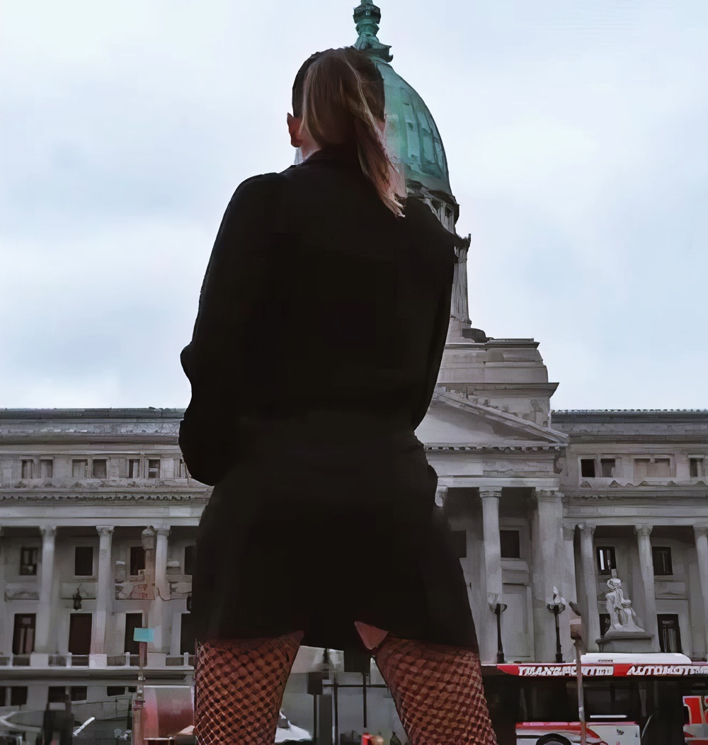 Cinthia Fernandez at 32 Years Old: Black Sexy Dress and Stocking Fishnet Lingerie (Argentine National Congress, 2021)