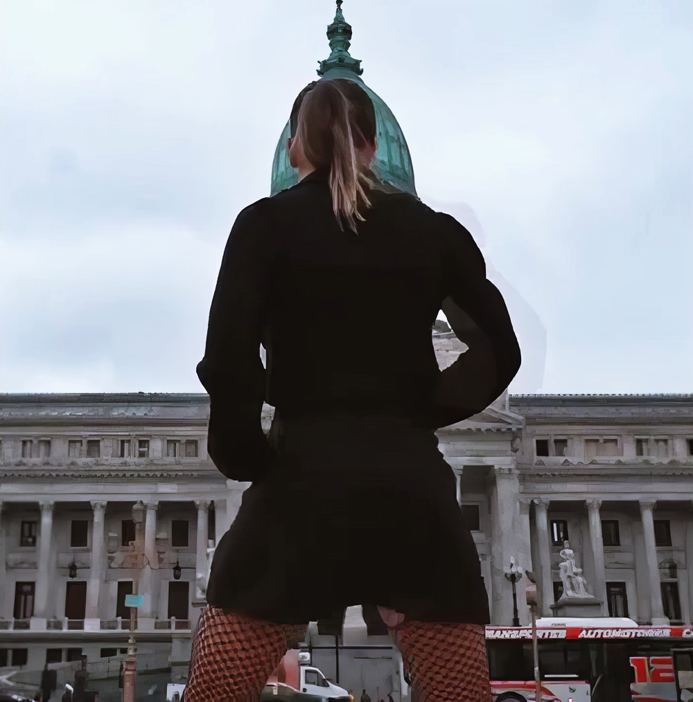 Cinthia Fernandez at 32 Years Old: Black Sexy Dress and Stocking Fishnet Lingerie (Argentine National Congress, 2021)