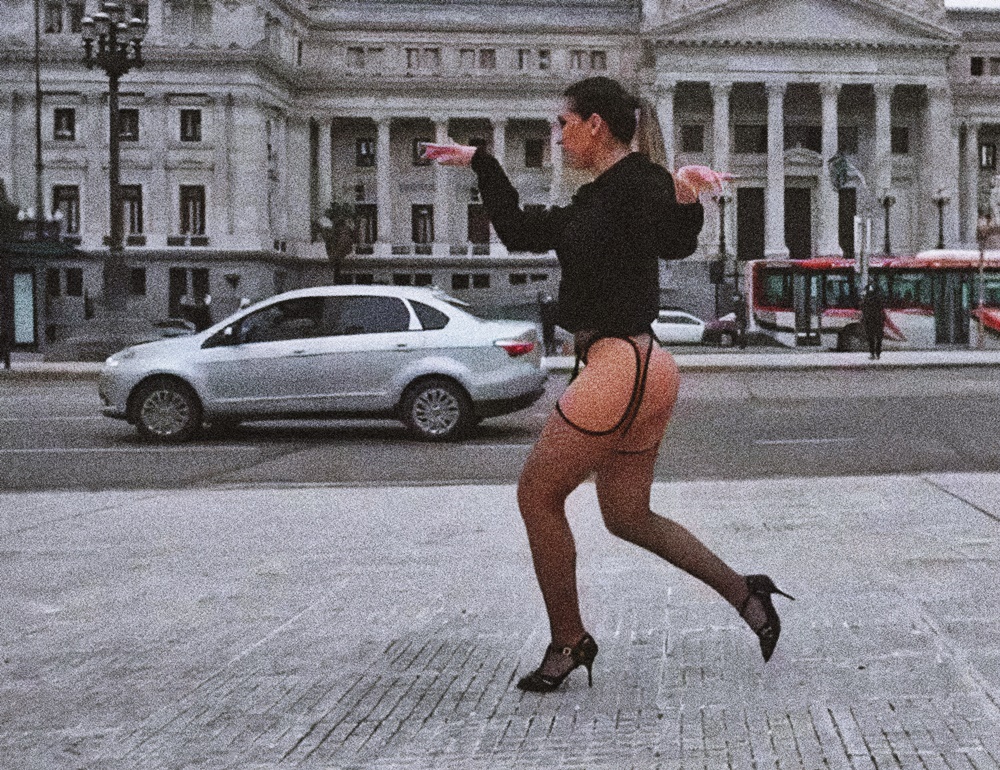 Cinthia Fernandez at 32 Years Old: Black Sexy Dress and Stocking Fishnet Lingerie (Argentine National Congress, 2021)
