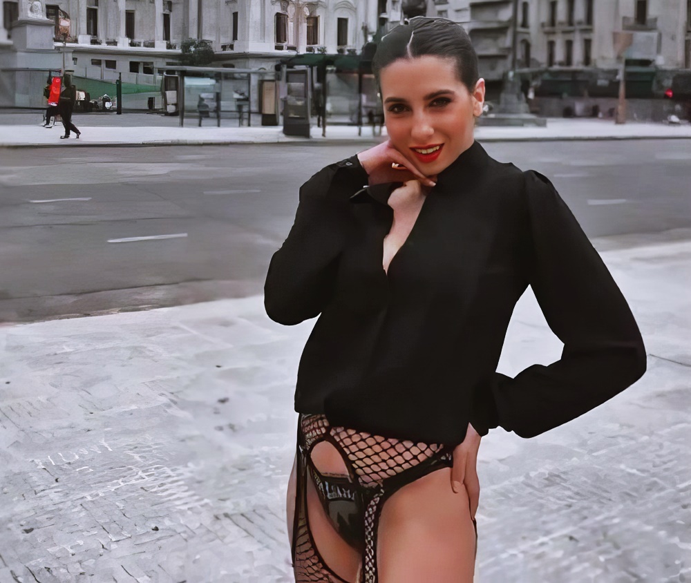 Cinthia Fernandez at 32 Years Old: Black Sexy Dress and Stocking Fishnet Lingerie (Argentine National Congress, 2021)