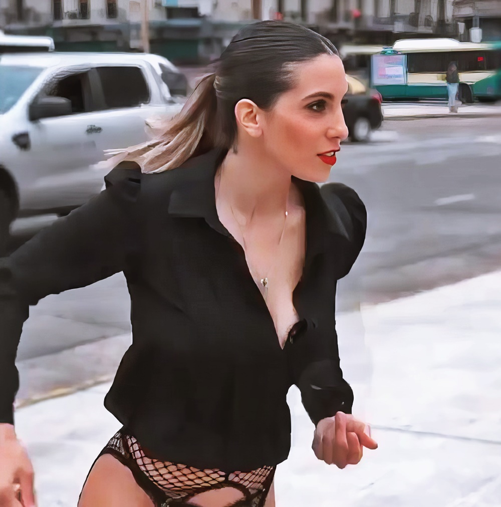 Cinthia Fernandez at 32 Years Old: Black Sexy Dress and Stocking Fishnet Lingerie (Argentine National Congress, 2021)