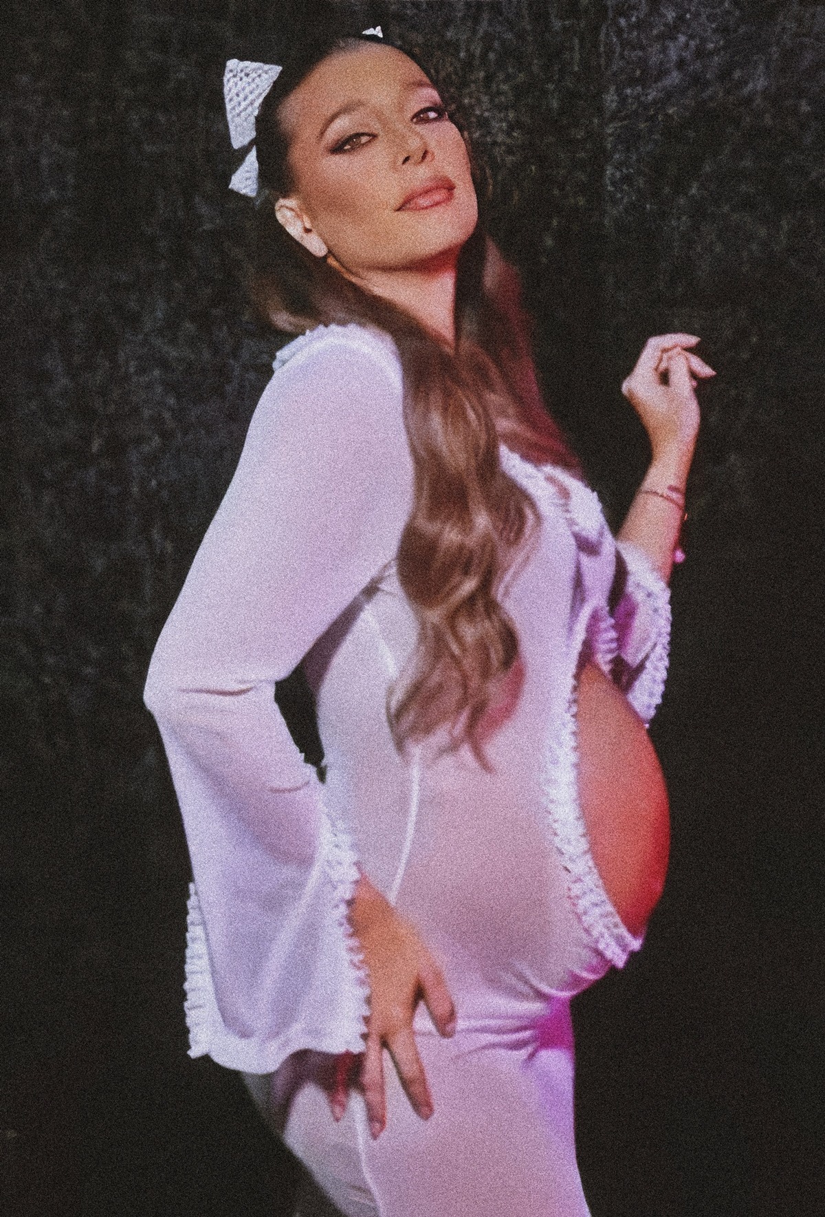 Sol Perez at 31 Years Old: Pegnated and Sexy White Bodysuit Dress (2025)