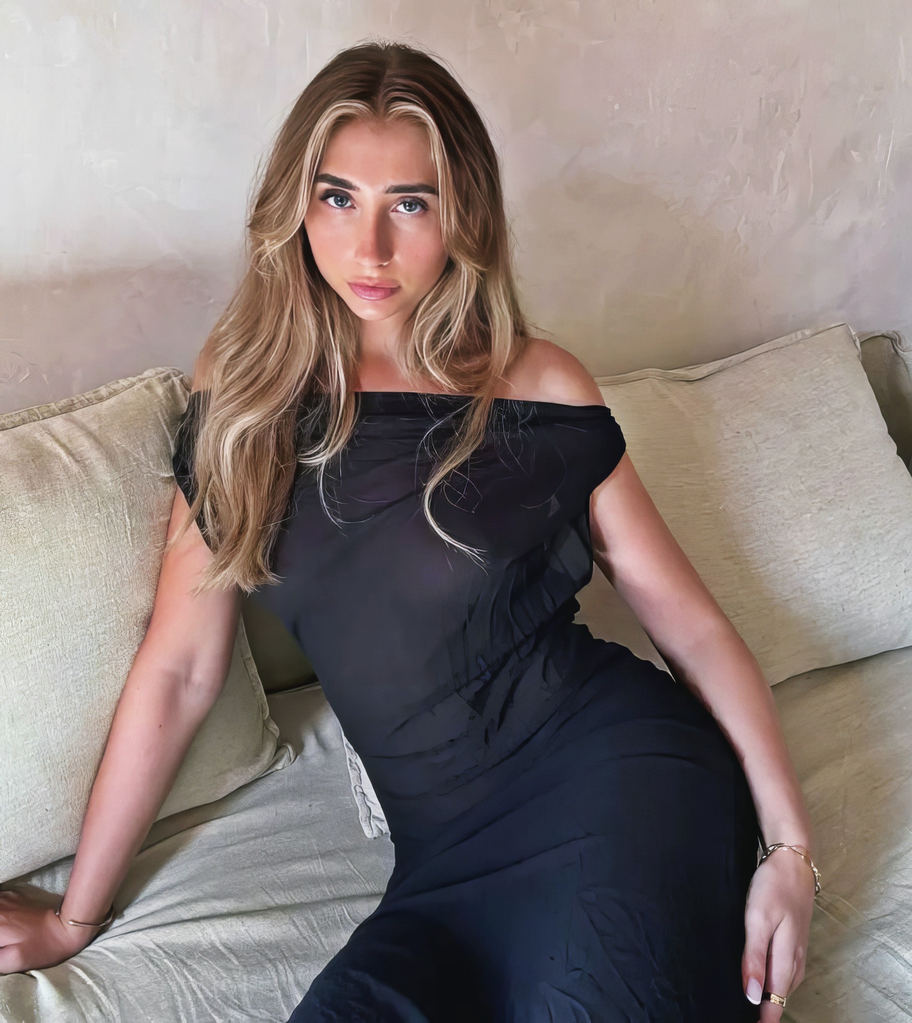 Lily Phillips at 22 Years Old: Black Dress Elegante Blonde Slut (2024) as Sol Perez Argentina Blonde Bombshell