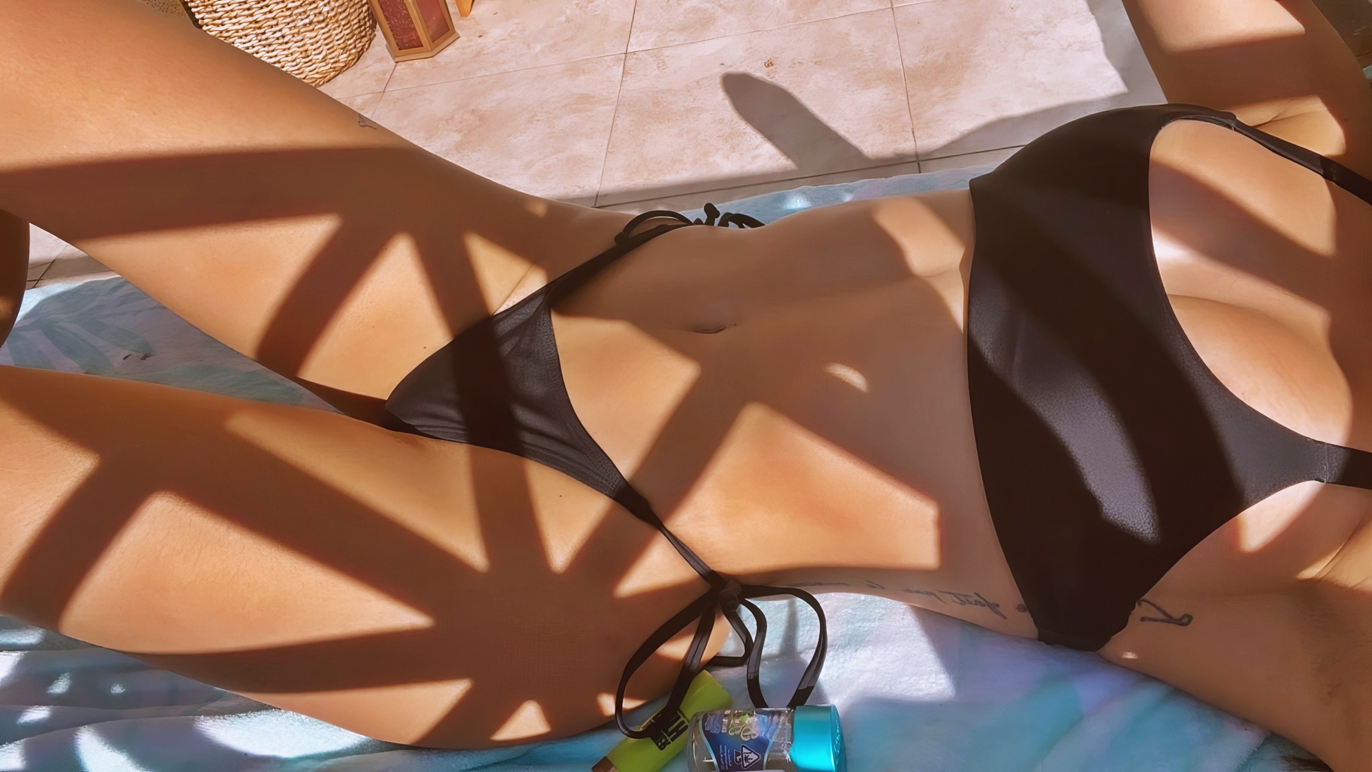 Adria Rae at 26 Years Old: New Busty (March, 2022) Black Swimsuit Soak Sun