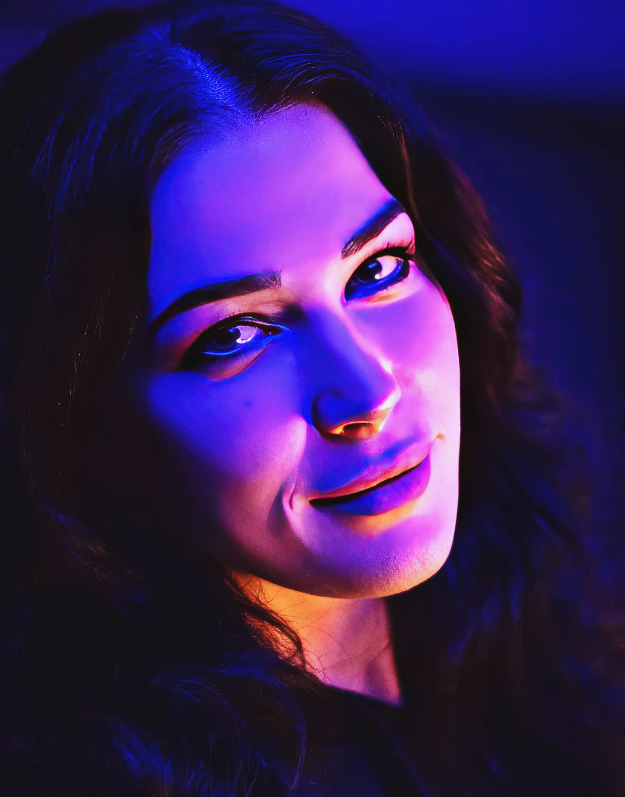 Evelyn Claire at 29 Years Old as Centerfold Model Neon Face Portrait Brunette Natural Princess (2025)