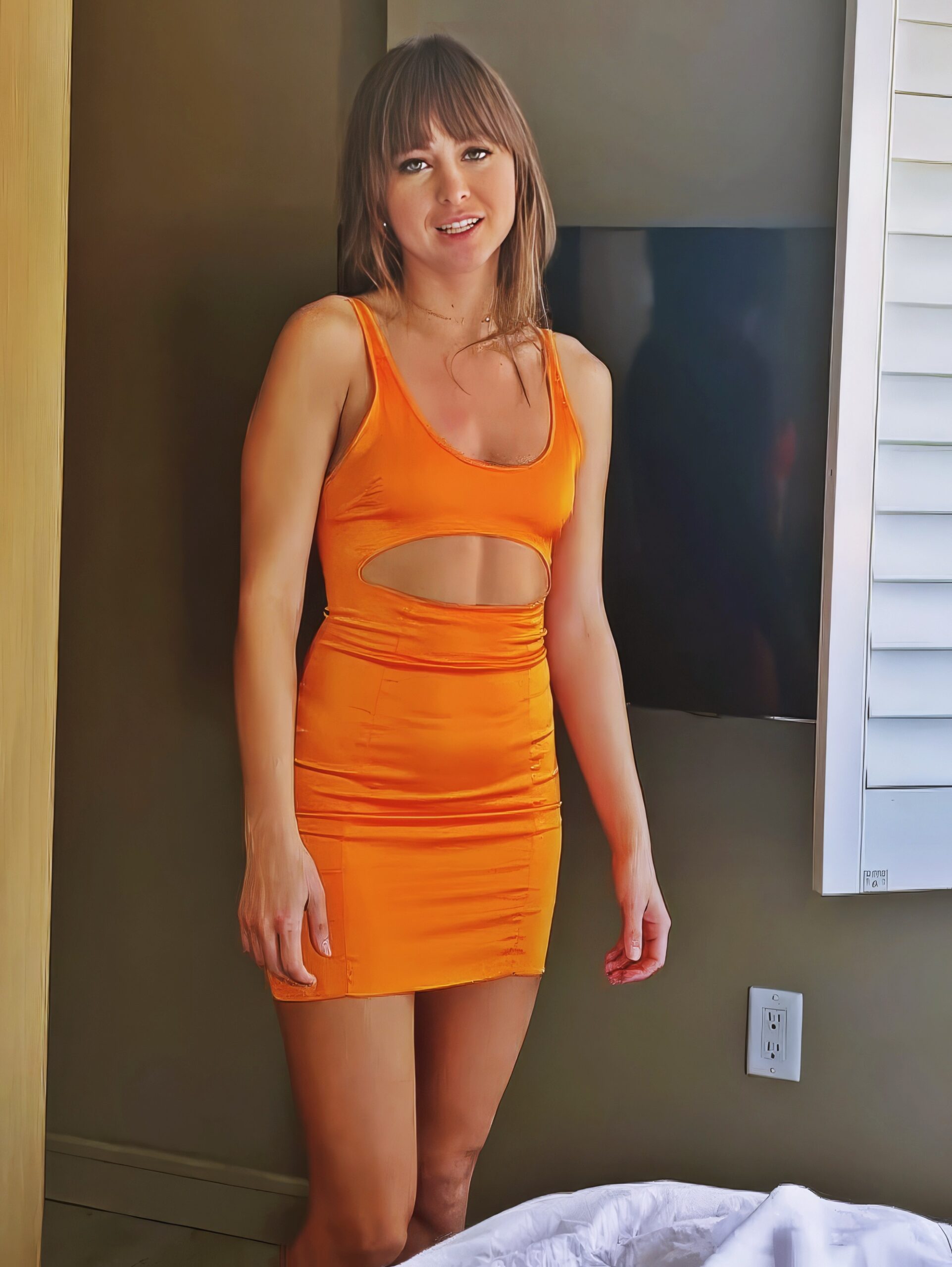 Riley Reid at 33 Years Old: I Have The Most Annoying Step Brother (OnlyFans, 2025) Orange Tight Sexy Dress