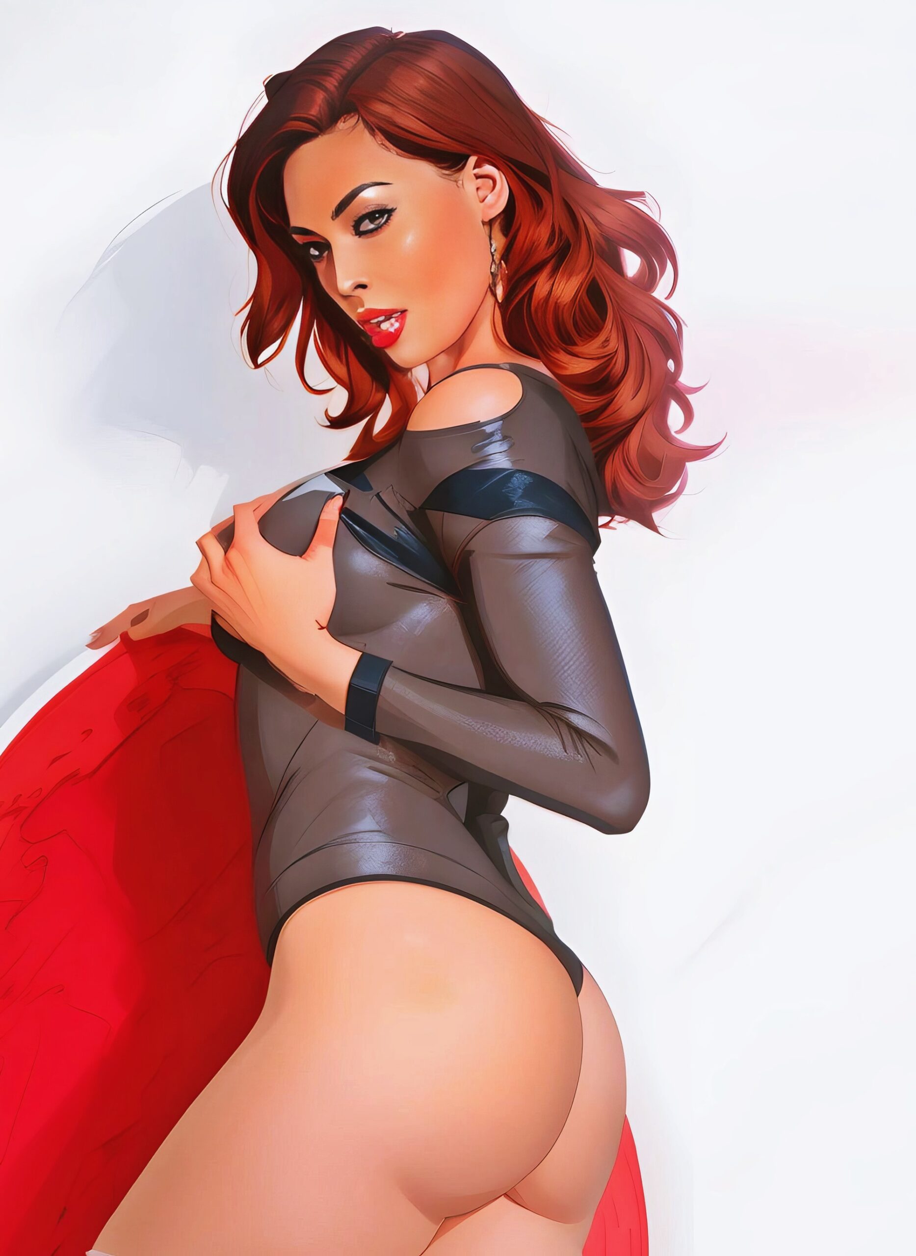 Tera Patrick at 49 Years Old IA/AI Recreation as Erotic Centerfold Hall of Fame Brunette Bombshell (RBB, 2025) Cartoon Art