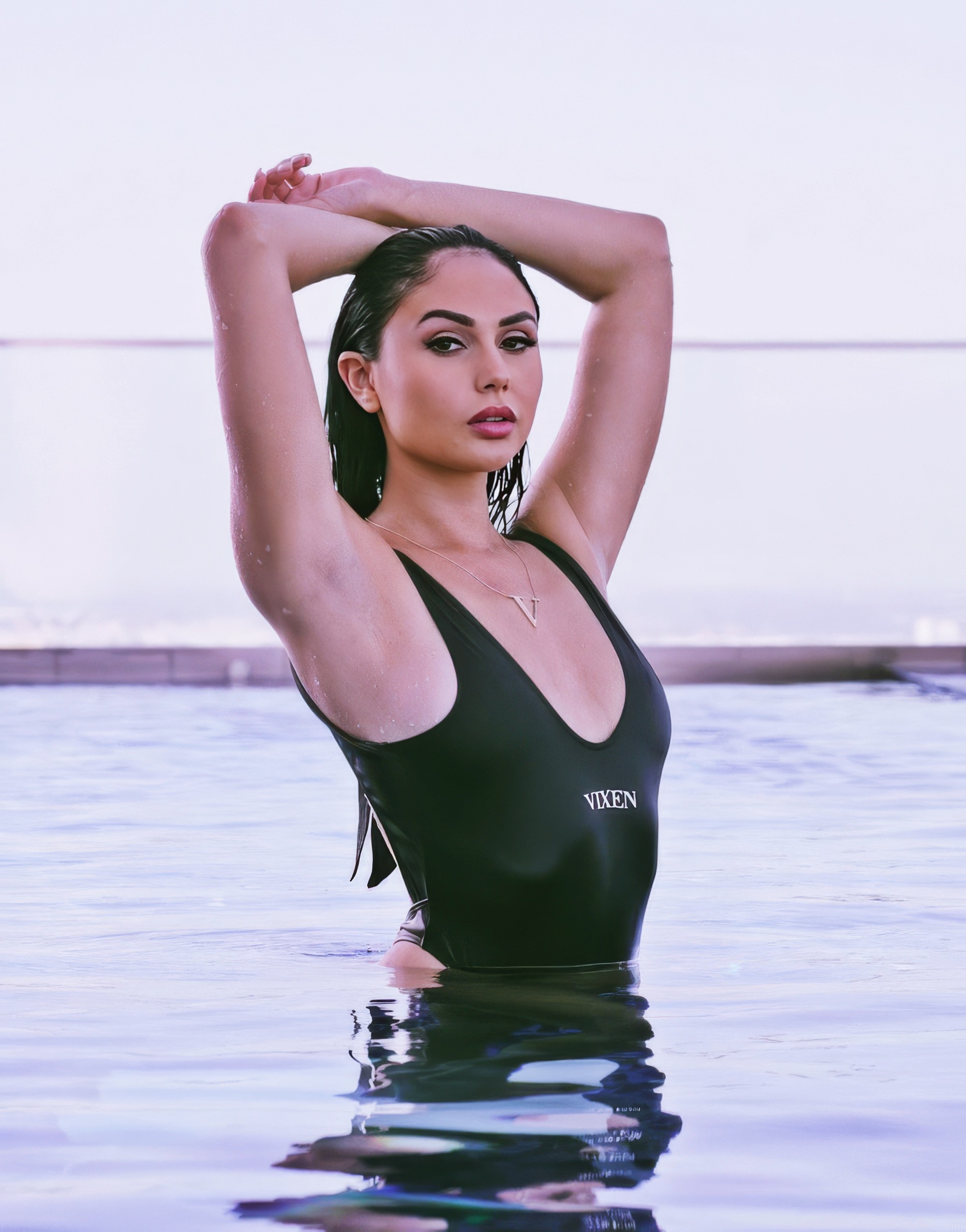 Ariana Marie at 27 Years Old: 2020's Vixen Angel of the Year Black Bodysuitswim Pool