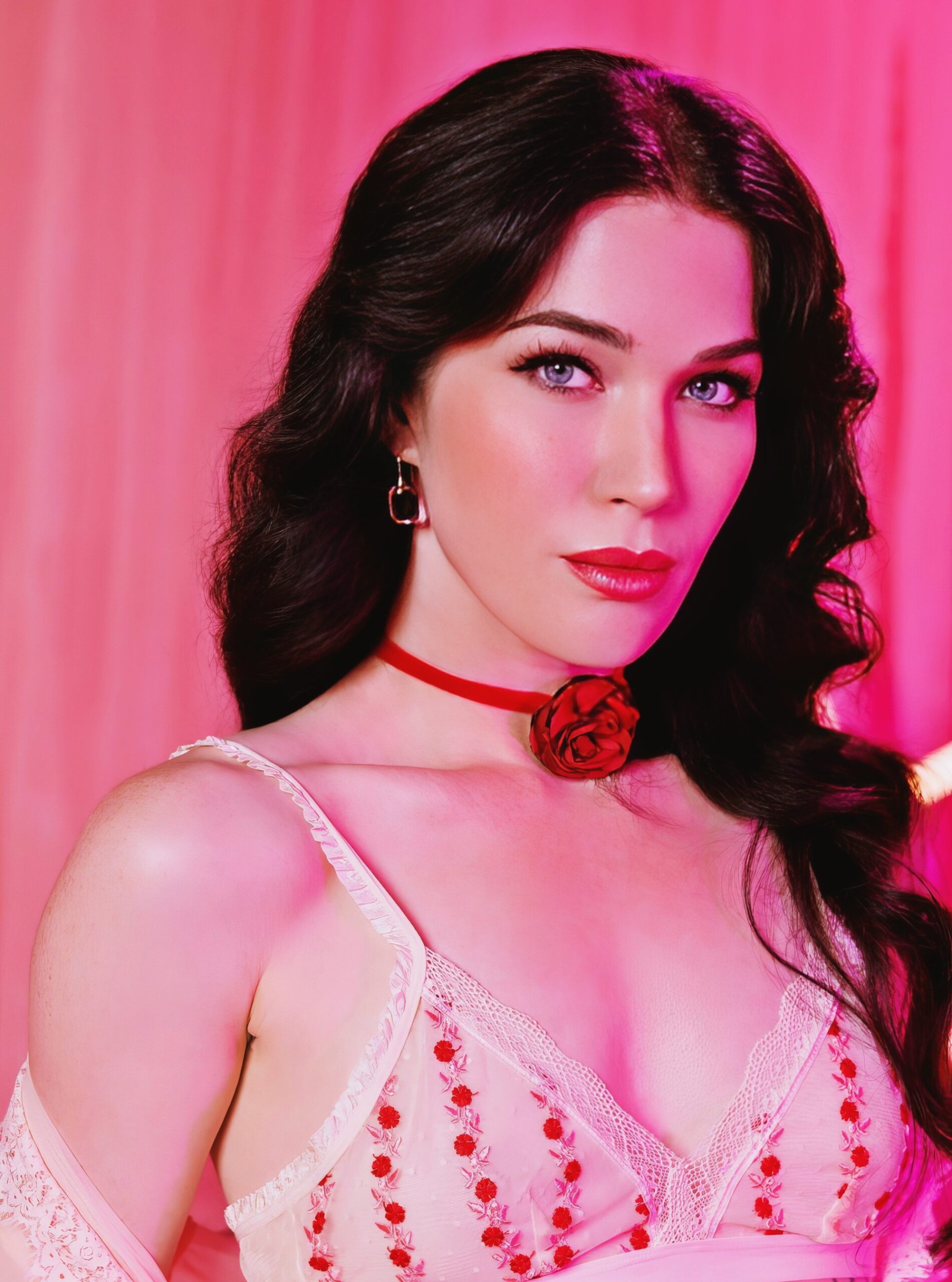 Evelyn Claire at 28 Years Old: Magenta Magic (Playboy, 2025) All Natural Delicate Brunette Pink Lingerie