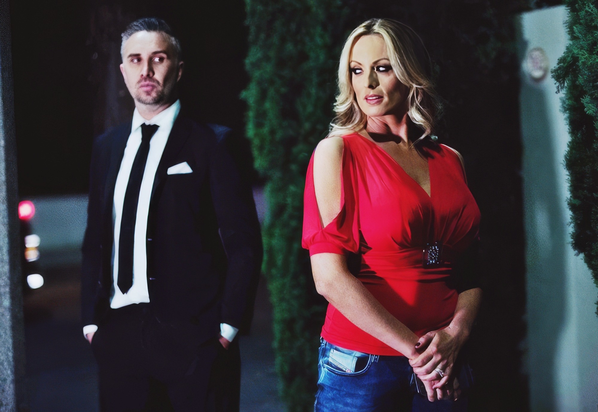 Stormy Daniels at 39 Years Old Comeback: Stormy Secrets (Brazzers, 2018) Red Dress Ourdoor Night