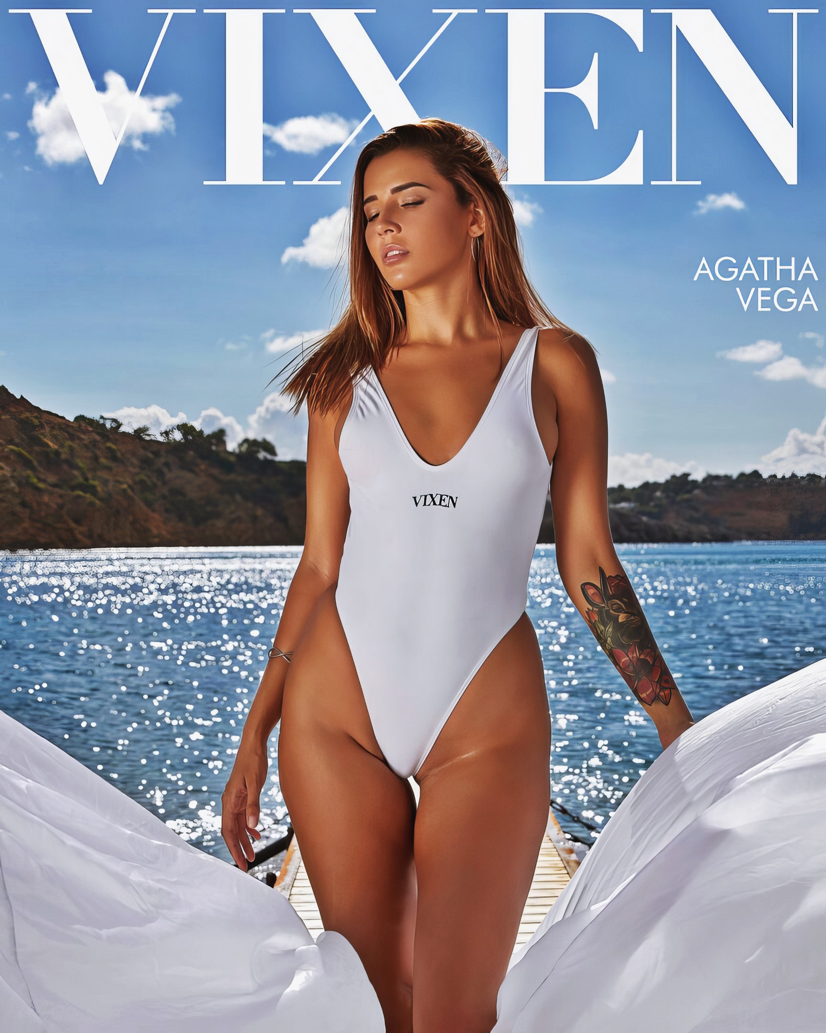 Agatha Vega at 22 Years Old, Lika Star at 24 Years Old and Freya Mayer at 19 Years Old: Couple Crush (Vixen, 2022) White Bodysuitswim Beach