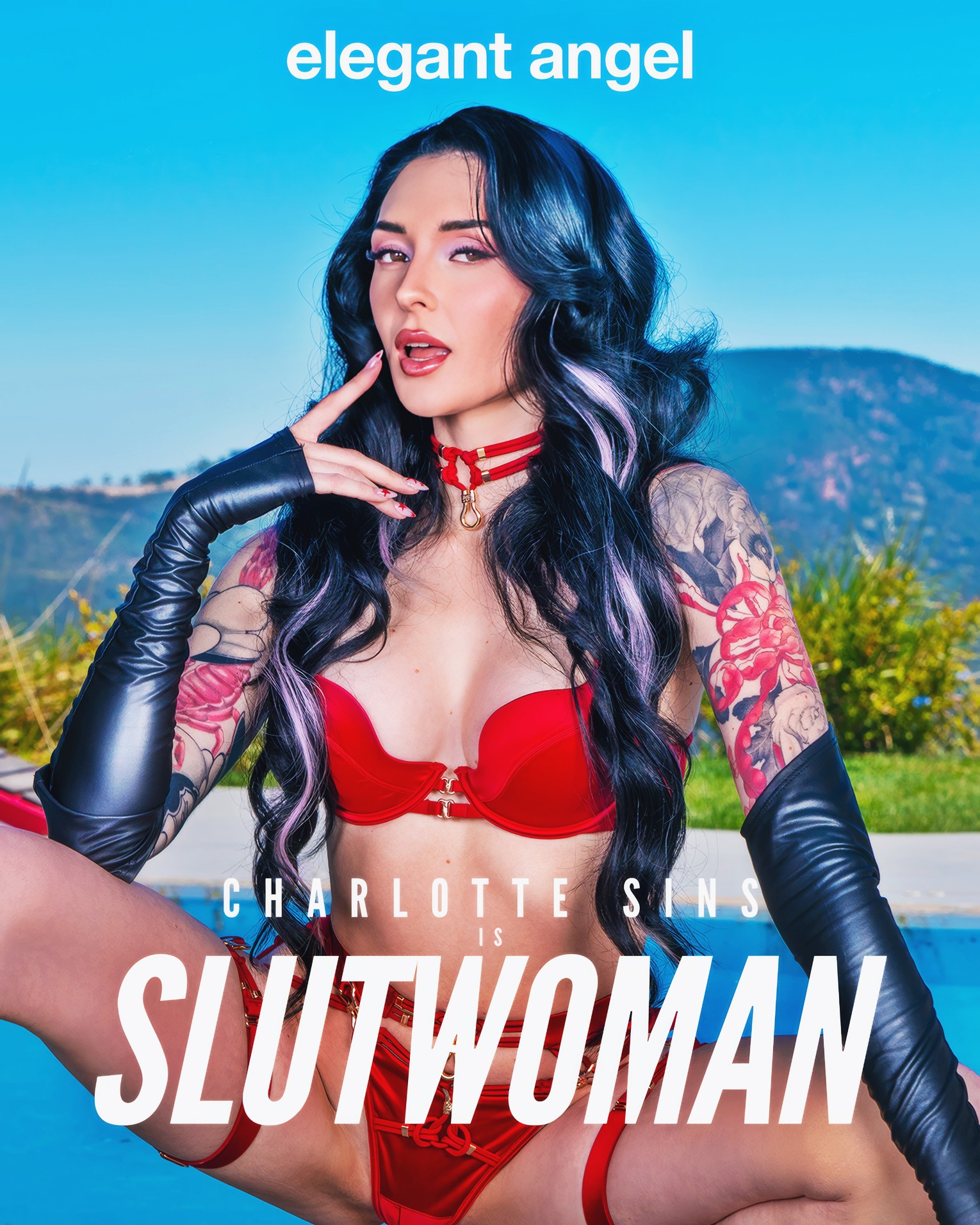 Charlotte Sins at 30 Years Old: Slutwoman, star showcase (ElegantAngel, 2026) Red Bright Lingerie Cosplay Slender Brunette Busty