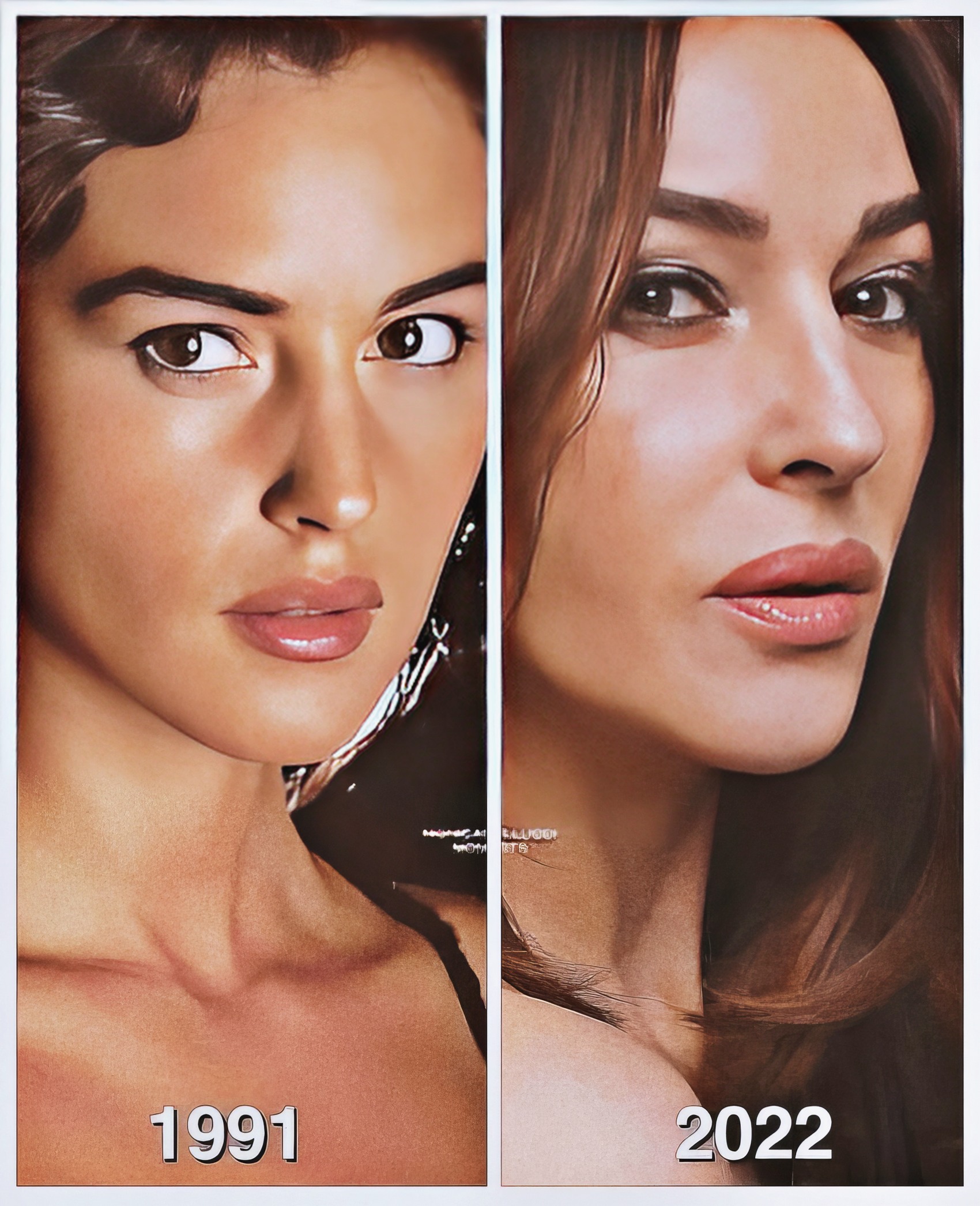 Monica Bellucci at 27 Years Old (1991) vs Monica Bellucci at 48 Years Old (2022)