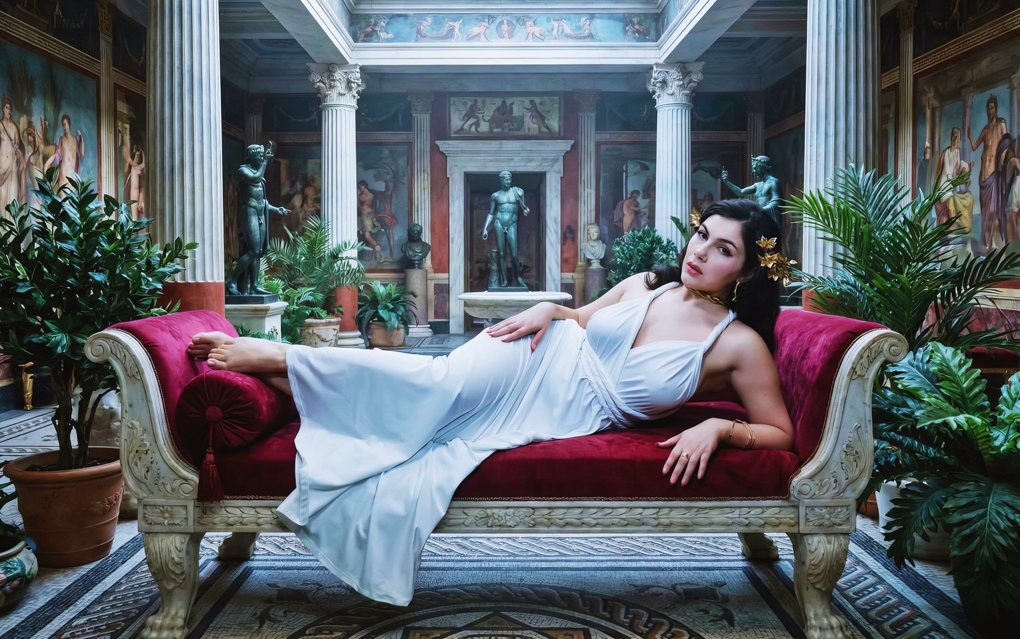 Valentina Nappi at 35 Years Old as Erotic Centerfold Model White Anrique Dress (2026)