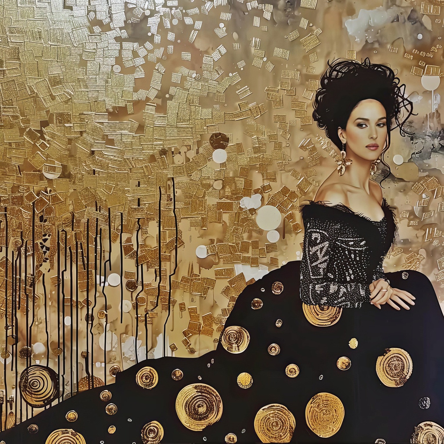Monica Bellicci at 60 Years Old Celebration as Gustav Klimt IA Paintings (2024)