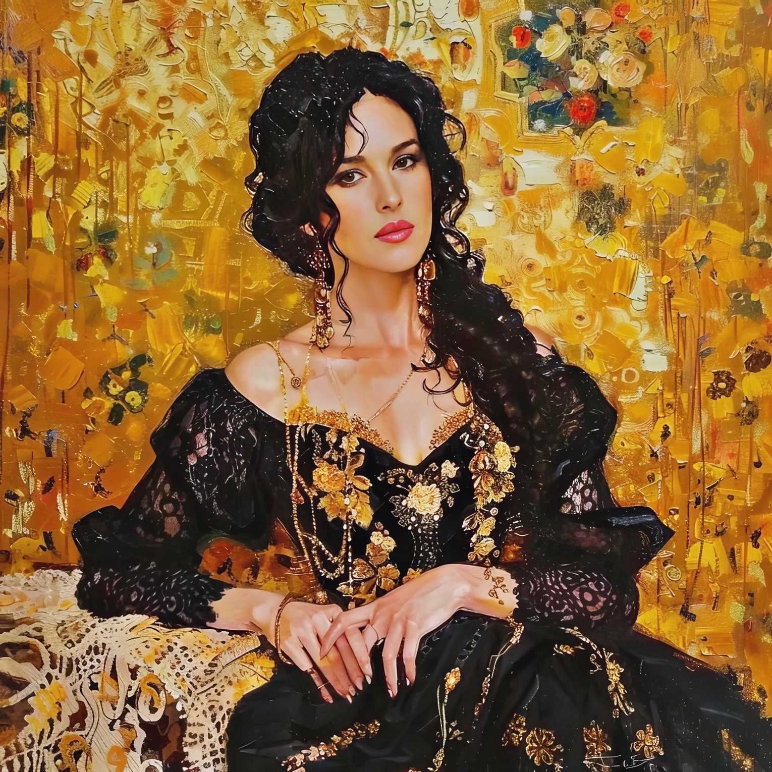 Monica Bellicci at 60 Years Old Celebration as Gustav Klimt IA Paintings (2024)