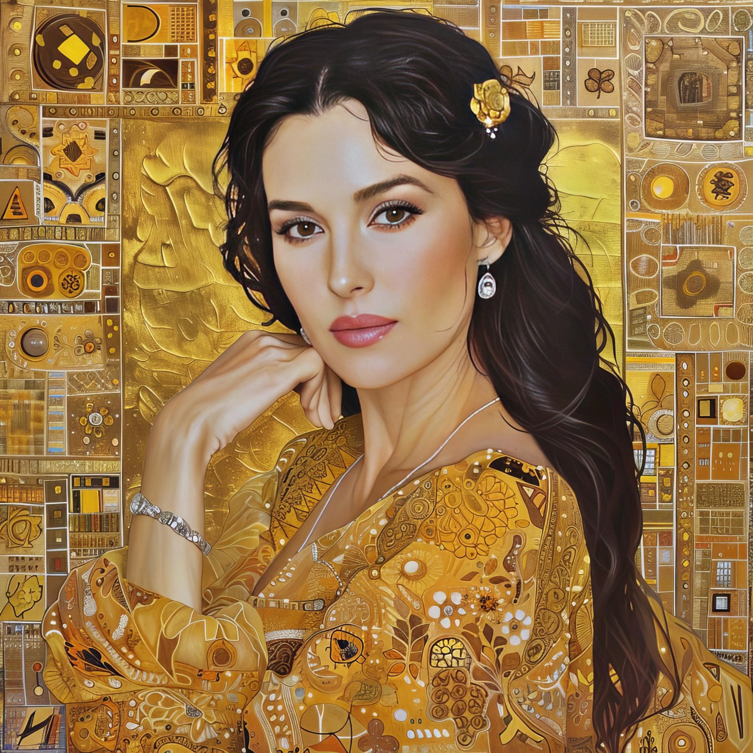 Monica Bellicci at 60 Years Old Celebration as Gustav Klimt IA Paintings (2024)