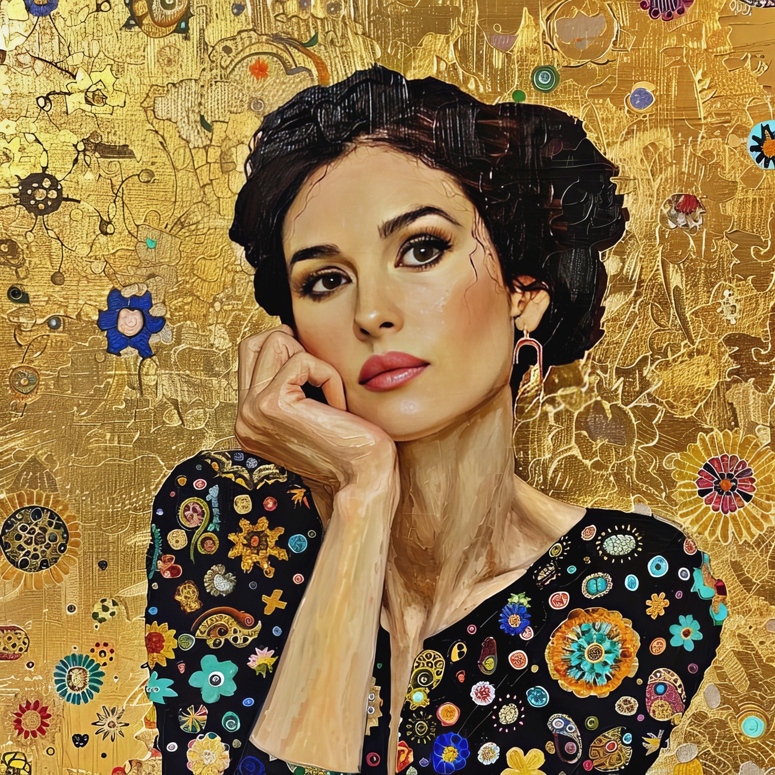 Monica Bellicci at 60 Years Old Celebration as Gustav Klimt IA Paintings (2024)