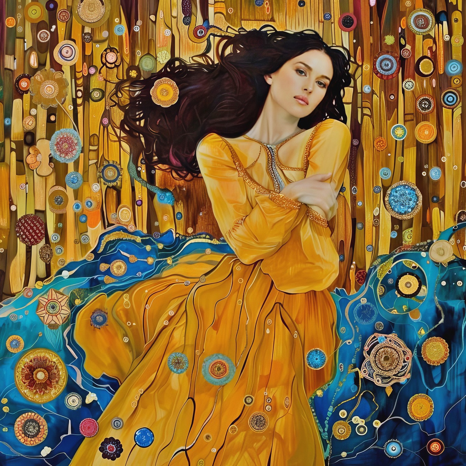 Monica Bellicci at 60 Years Old Celebration as Gustav Klimt IA Paintings (2024)
