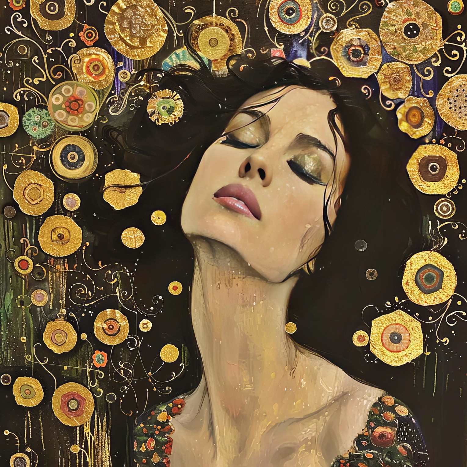 Monica Bellicci at 60 Years Old Celebration as Gustav Klimt IA Paintings (2024)